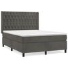 vidaXL Boxspring met matras fluweel donkergrijs 140x190 cm