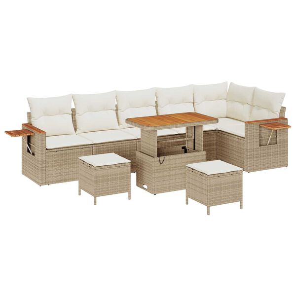 vidaXL Tuinbankenset met kussen 11 pcs Beige en Cr&egrave;me poly rattan