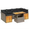 vidaXL 7-delige Loungeset met kussens poly rattan grijs