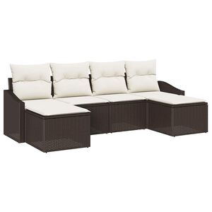 vidaXL Bankstel met kussen 6 pcs Bruin poly rattan