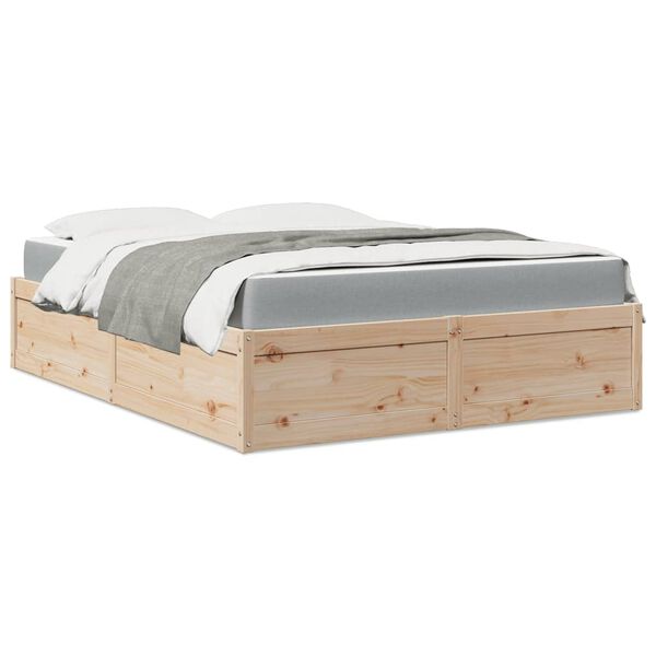 vidaXL Bed met matras massief grenenhout 160x200 cm