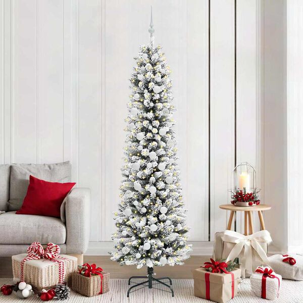 vidaXL Kunstkerstboom met 300 LED Wit 210 cm PVC en Metaal en Plastic