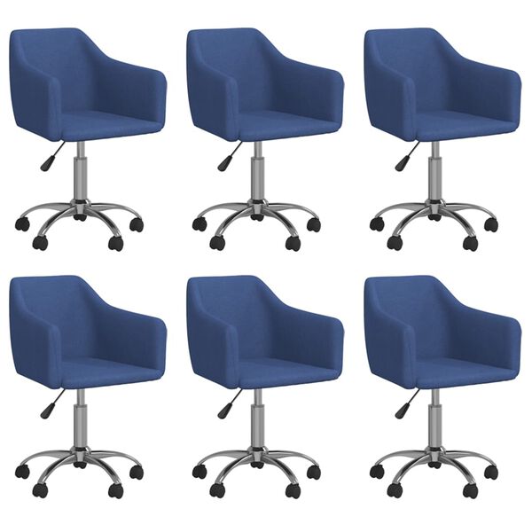 vidaXL Eetkamerstoelen draaibaar 6 st stof blauw