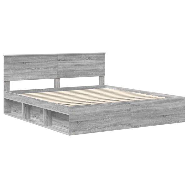 vidaXL Bedframe Grijs Sonoma 180 x 200 cm Massief grenenhout