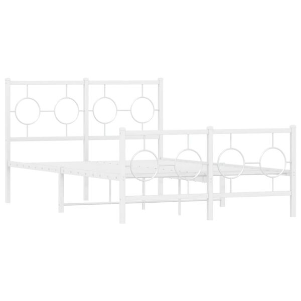 vidaXL Bedframe met hoofd- en voeteneinde metaal wit 120 x 190 cm