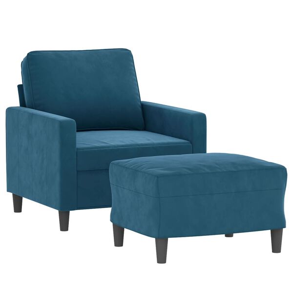 vidaXL Fauteuil met voetenbank 60 cm fluweel blauw
