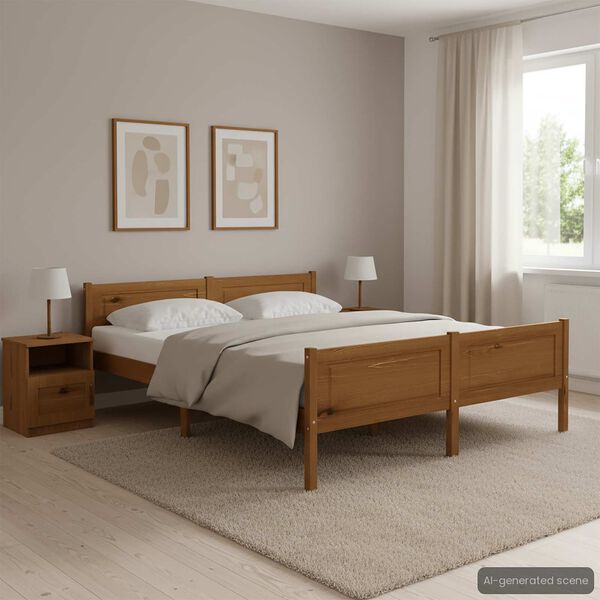 vidaXL Bedframe massief grenenhout honingbruin 160x200 cm