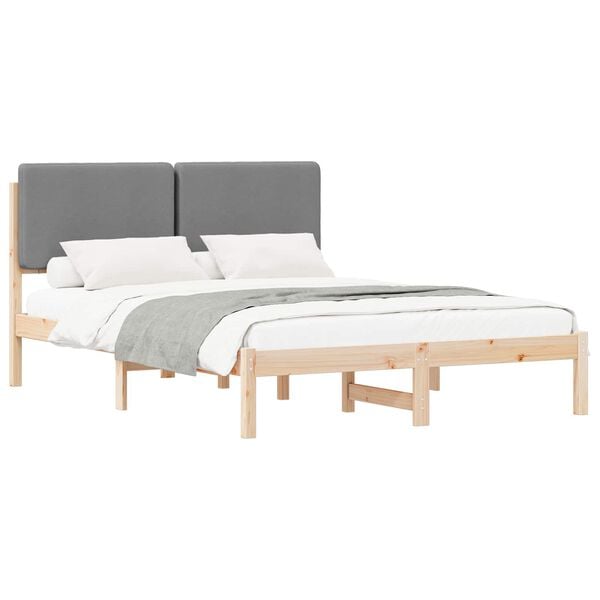 vidaXL Bedframe met Gevoerd Hoofdgedeelte Lichtgrijs 150 x 200 cm