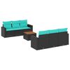 vidaXL 7-delige Loungeset met kussens poly rattan zwart