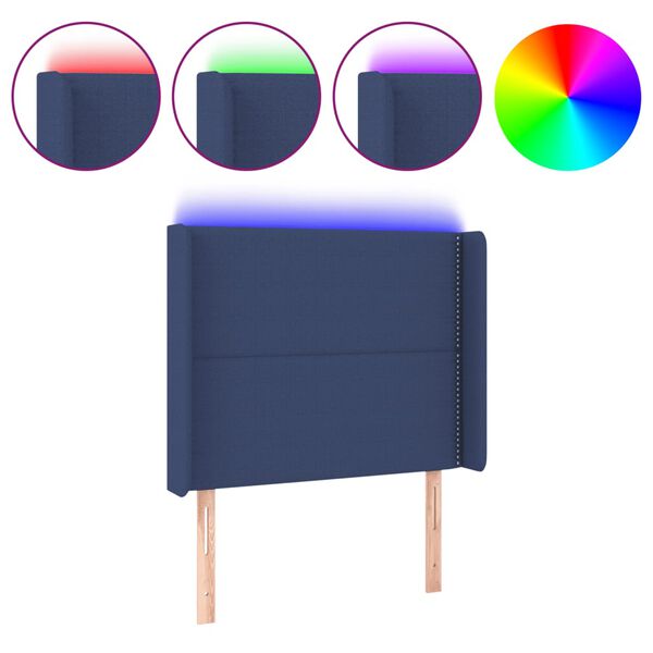 vidaXL Hoofdbord LED 103x16x118/128 cm stof blauw