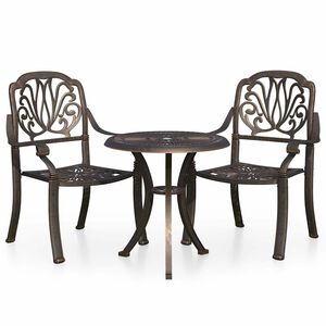 vidaXL 3-delige Bistroset gietaluminium bronskleurig