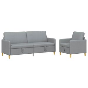 vidaXL Bankenset met opbergruimte 2 st Lichtgrijs Polyester