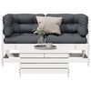 vidaXL 3-delige Loungeset met kussens massief grenenhout wit