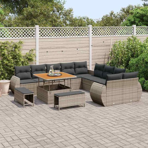 vidaXL Tuin Sofa Set 13 pcs Grijs Poly rattan en gepoedercoat staal