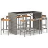 vidaXL 9-delige Tuinbarset poly rattan en massief acaciahout grijs