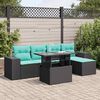 vidaXL 6-delige Loungeset met kussens poly rattan acacia zwart