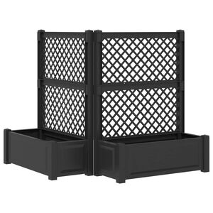 vidaXL Grote plantenbak met trellis 2 st PP Antraciet