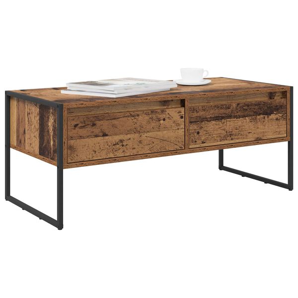 vidaXL Salontafel met lade Oud Hout 100 x 46 x 40 cm Bewerkt hout