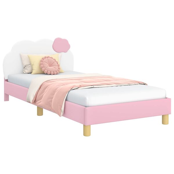 vidaXL Bedframe voor kinderen met hoofdbord Roze 90 x 200 cm PU