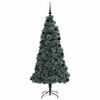 vidaXL Kunst kerstboom met verlichting en ballenset Groen 210 cm PET