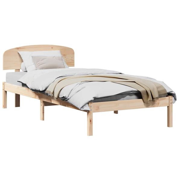 vidaXL Bedframe met hoofdeinde Naturel 75 x 190 cm Massief grenenhout