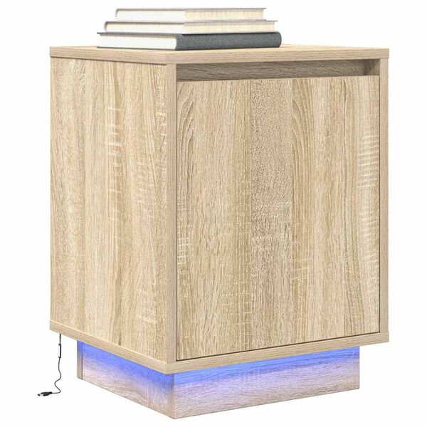 vidaXL Nachtkastje met led-verlichting 38x34x50 cm sonoma eikenkleurig