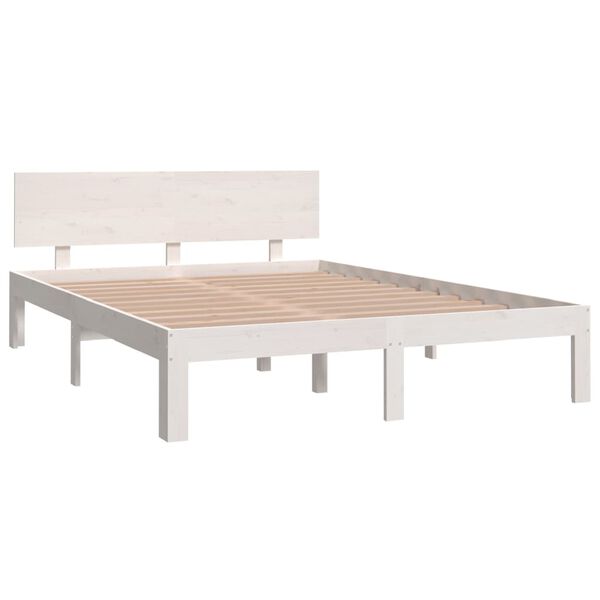 vidaXL Bedframe massief hout wit 135x190 cm