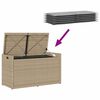 vidaXL Opbergbank met kussen voor buiten 100 cm poly rattan beige