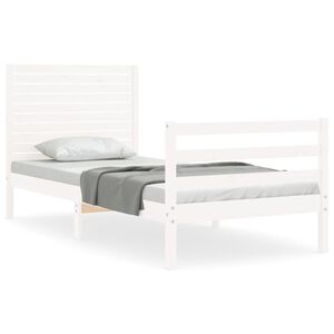vidaXL Bedframe met hoofdbord massief hout wit 90x200 cm