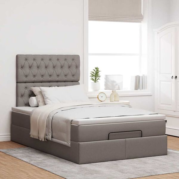 vidaXL Ottoman bed met matras 120x190 cm stof taupe
