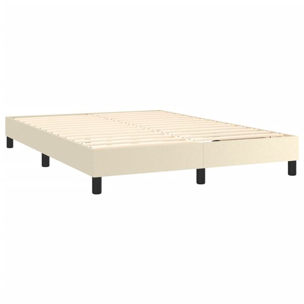 vidaXL Boxspring met matras kunstleer cr&egrave;mekleurig 140x200 cm