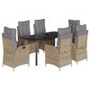 vidaXL 7-delige Tuinset met kussens poly rattan beige