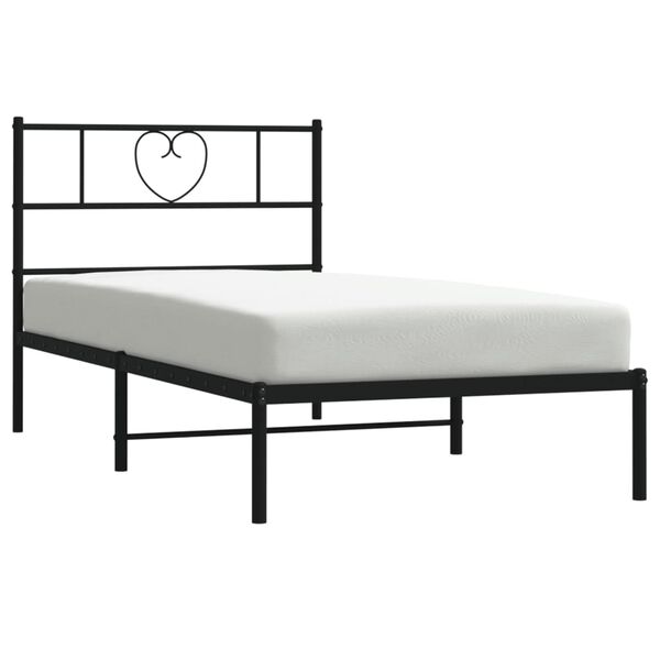 vidaXL Bedframe met hoofdbord metaal zwart 80x200 cm