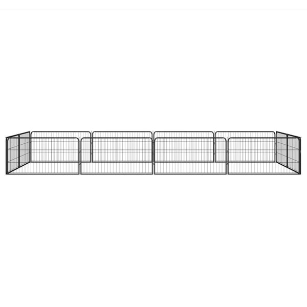 vidaXL Hondenkennel 12 panelen 100x50 cm gepoedercoat staal zwart