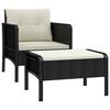 vidaXL 2-delige Loungeset met kussens poly rattan zwart