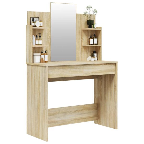 vidaXL Kaptafel met spiegel 96x40x142 cm sonoma eikenkleurig