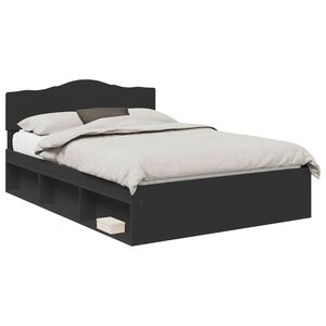 vidaXL Bedframe met hoofdeinde Zwart 140 x 200 cm Massief grenenhout