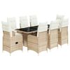 vidaXL 9-delige Bistroset met kussens poly rattan beige