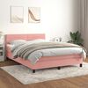 vidaXL Boxspring met matras fluweel roze 140x200 cm