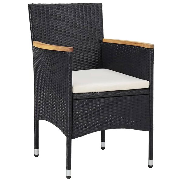vidaXL 5-delige Bistroset poly rattan en massief hout zwart