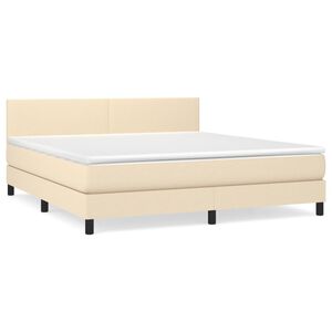 vidaXL Boxspring met matras stof cr&egrave;mekleurig 180x200 cm