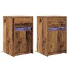 vidaXL LED Bedside Kast 2 st Oud hout 38 x 34 x 61 cm Bewerkt hout