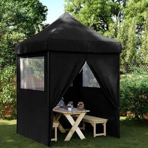 vidaXL Partytent inklapbaar pop-up met 4 zijwanden zwart