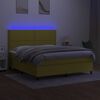 vidaXL Boxspring met matras en LED stof groen 180x200 cm