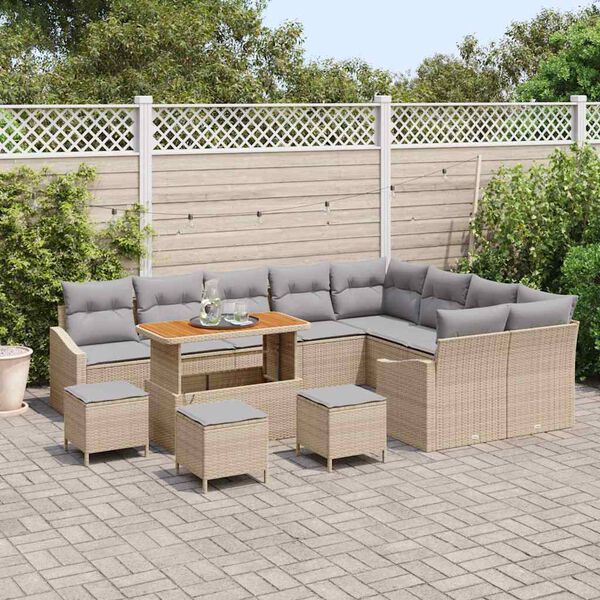 vidaXL Tuin Sofa Set met kussen met opslag 13 pcs Beige en Licht Grijs