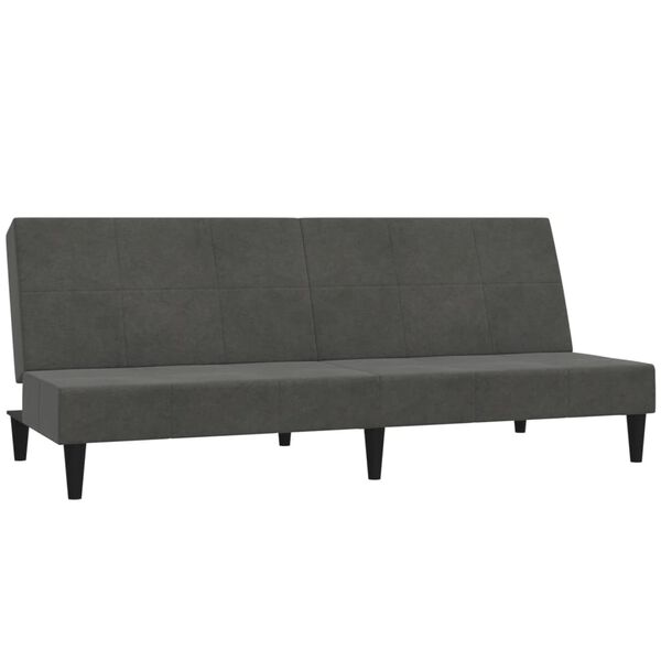 vidaXL Slaapbank 2-zits met voetenbank microvezelstof donkergrijs