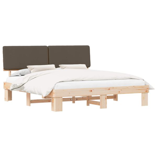 vidaXL Bedframe met Gevoerd Hoofdgedeelte Taupe 180 x 200 cm