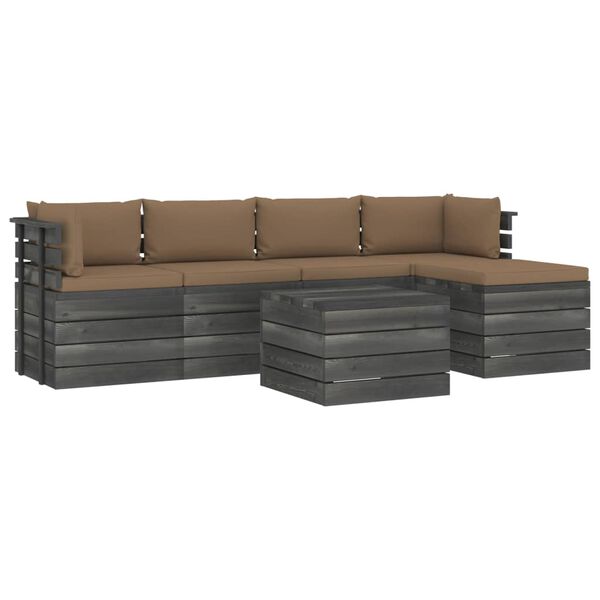 vidaXL 6-delige Loungeset met kussens pallet massief grenenhout
