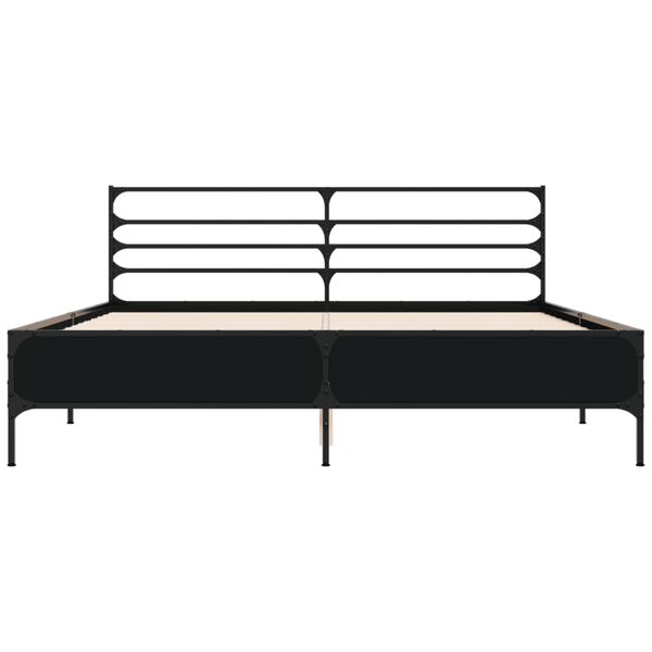 vidaXL Bedframe bewerkt hout metaal zwart 160x200 cm