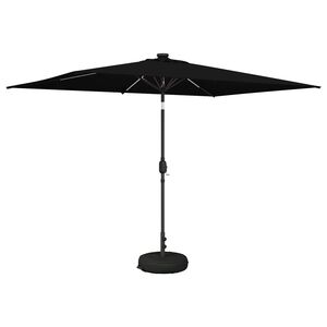 vidaXL Tuinparasol met LED-lampen en voet 2 x 3 m Polyester Zwart